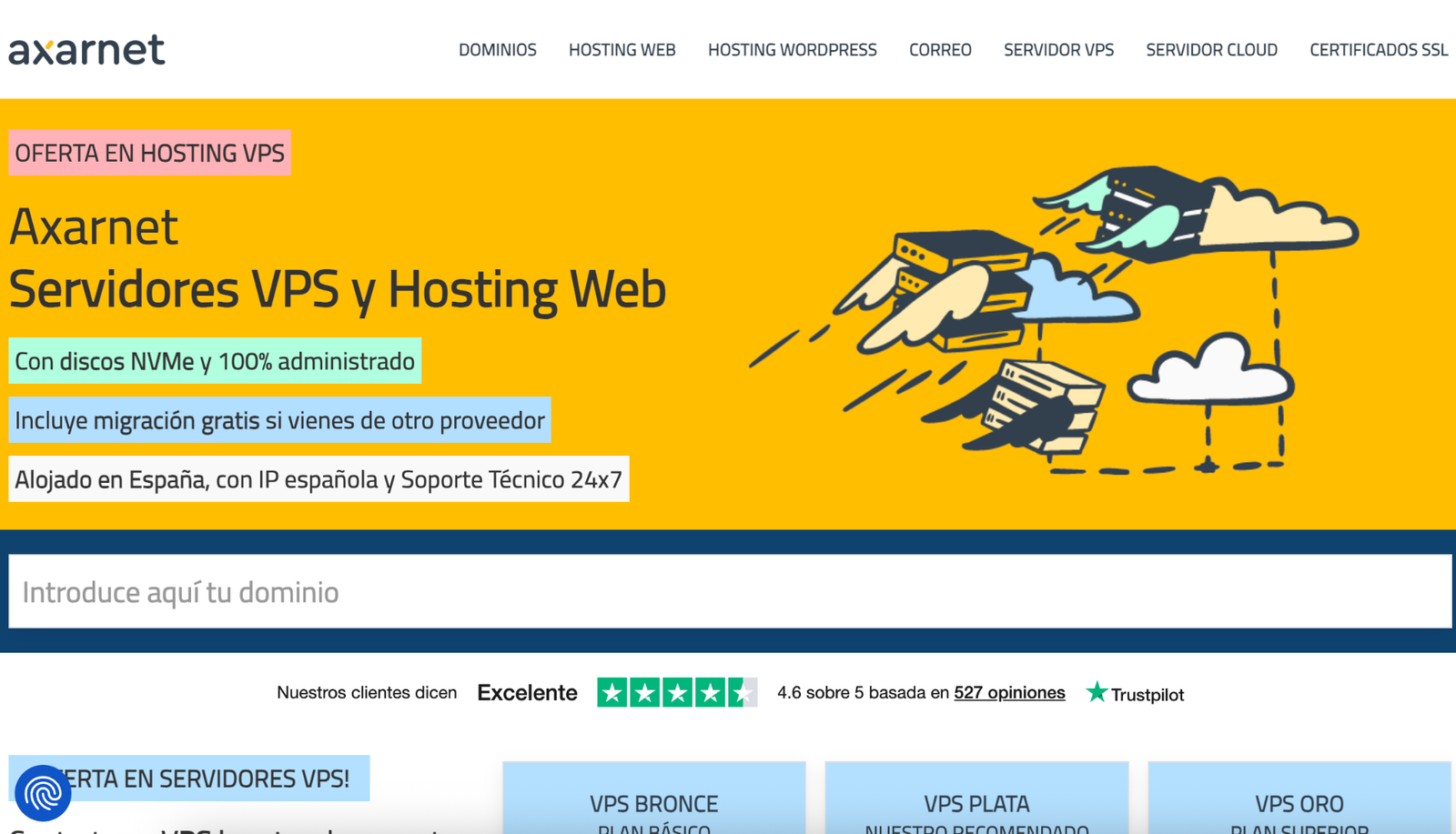Captura de pantalla del panel de control de Axarnet - Hosting PrestaShop Panel de control de Axarnet