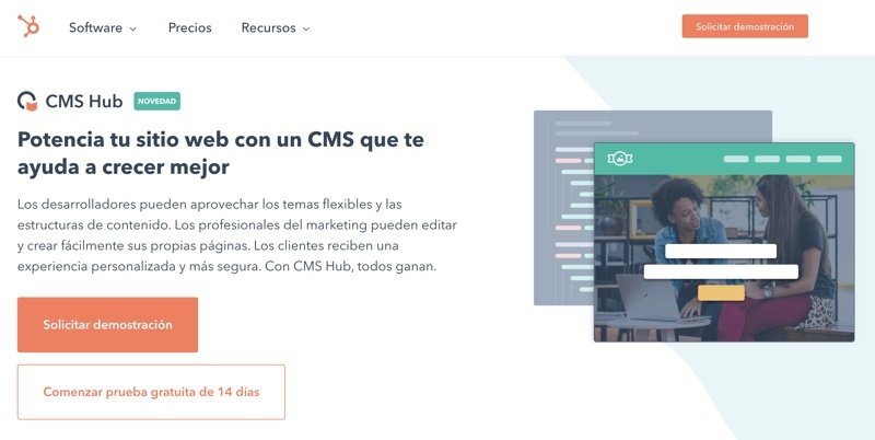 Captura de pantalla de CMS Hub de HubSpot para crear webs empresariales CMS Hub de HubSpot - Creador de páginas web para empresas