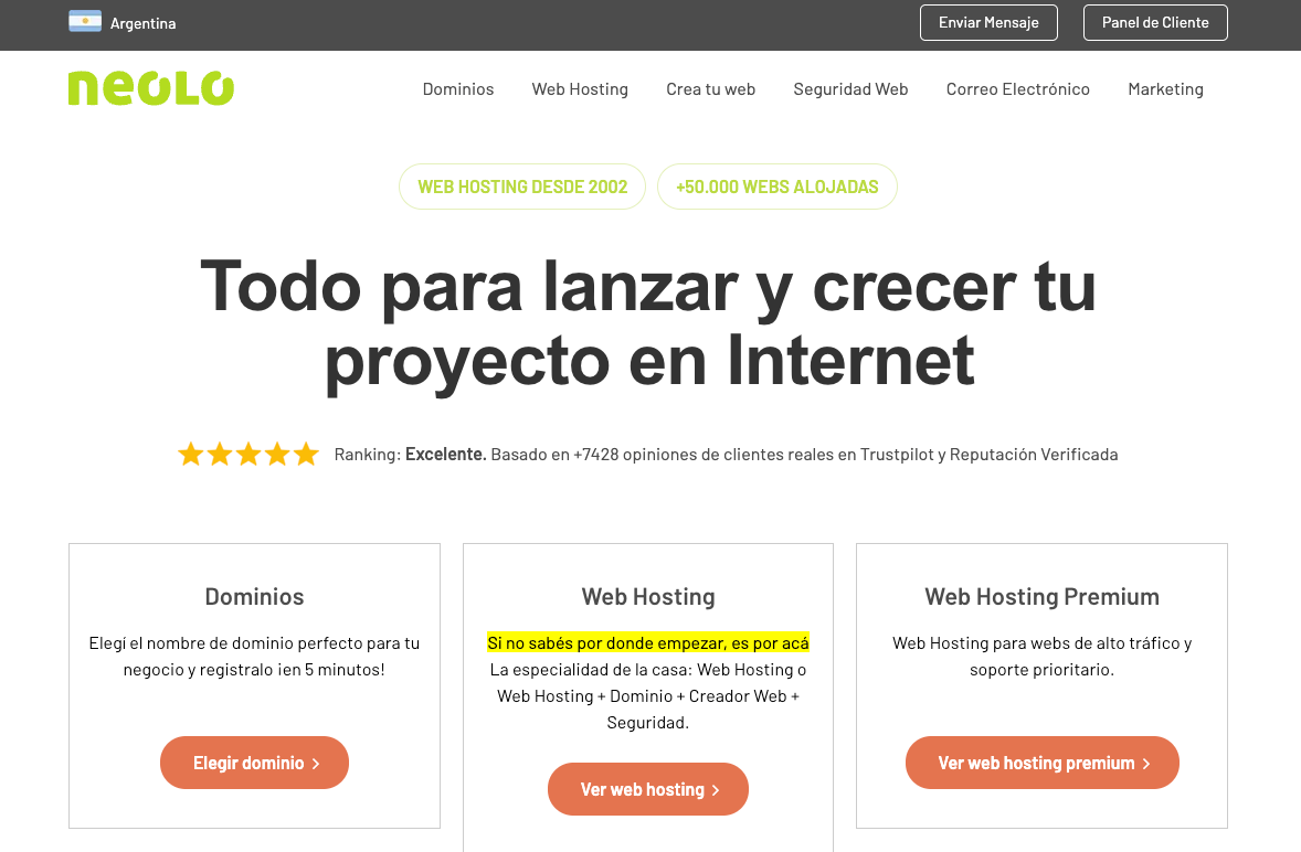 Neolo, hosting argentino con servidores locales Neolo - hosting argentino
