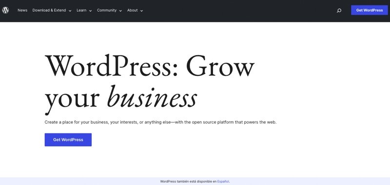 Captura de pantalla de WordPress, el CMS más utilizado del mundo WordPress - El CMS más popular del mundo
