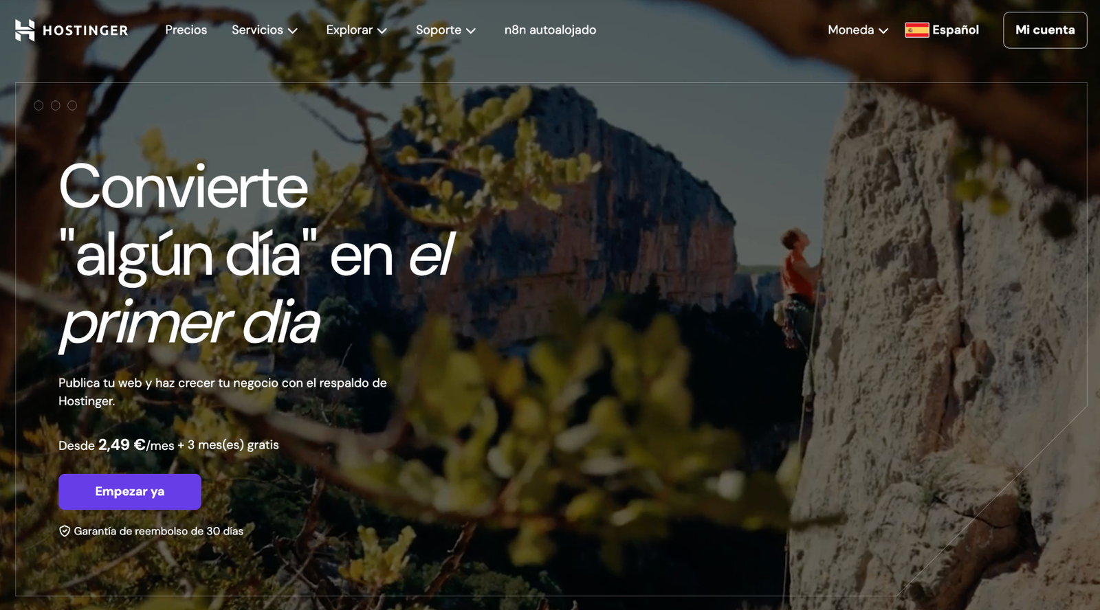 Captura de pantalla del panel de control de Hostinger - Hosting cloud Panel de control de Hostinger